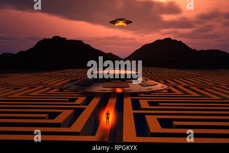 Labyrinth Komplex wie Fliegende Untertasse Basis verwendet. Stockfoto