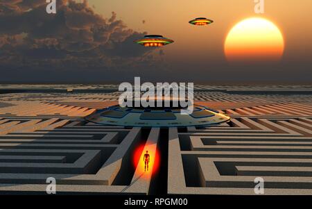 Labyrinth Komplex wie Fliegende Untertasse Basis verwendet. Stockfoto