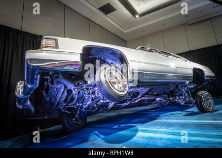 Toronto, Ontario, Kanada, 21. Februar 2019. Custom made Low Rider Auto auf Anzeige an Toronto International Autoshow. Stockfoto