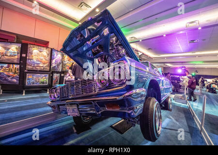 Toronto, Ontario, Kanada, 21. Februar 2019. Custom made Low Rider Auto auf Anzeige an Toronto International Autoshow. Stockfoto