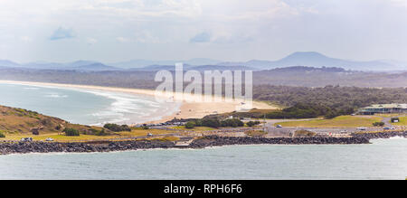 Panorama der Galgen Strand in Coffs Harbour, New South Wales, Australien Stockfoto