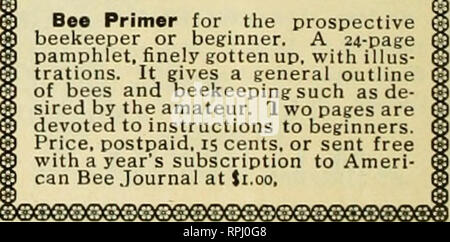 . American bee Journal. Biene Kultur; Bienen. 214 AMERICAN BEE JOURNAL Juni gewinnen in die wachsende Armee der Honig - Erzeuger, die vorbereitet werden Ihre Bit für Uncle Sam und die Verbündeten zu tun, die versucht, eine größere Ernte von Honig als je zuvor zu sichern. Die Aussichten sind hell für einen Stoßfänger yieM. Sind Sie bereit für das? Warten Sie nicht auf die Preise wieder anzusteigen, aber ihre Bestellungen aufgeben. Die A. I. ROOT FIRMA Mediua, Ohio DOCTOR'S MILLER tausend Antworten auf die Bienenzucht Fragen ist der neue 280 Seite Tuch gebunden, gerade heraus. Es ist ein Compila-tion von rund 1000 Fragen aus mehr als 10.000, die Dr. Mille Stockfoto