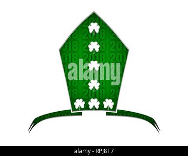Bischofsmütze mit Shamrock Stockfoto