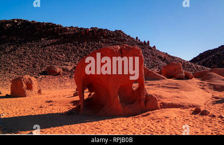 Abstrakte Felsformation bei Tegharghart aka Elefant im Tassili nAjjer Nationalpark in Algerien Stockfoto