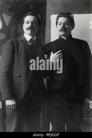 Axel Gallén und Maxim Gorki in gallén's Studio Pirtti in Helsinki Ca. 1905 Stockfoto