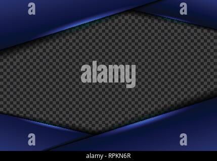 Abstrakte Vorlage blauer Rahmen Layout metallic blau Neon Licht auf transparentem Hintergrund. moderne Luxus futuristische Technologie Konzept. Vektor illustrati Stock Vektor