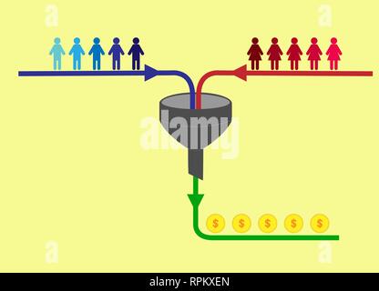 Lead Generation, Sales Funnel Vorträge und Fachartikel zu veranschaulichen Stock Vektor