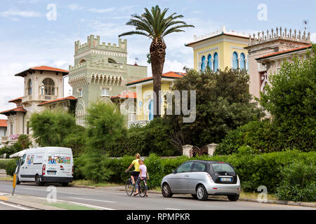 LIVORNO - Villa im Jugendstil entlang der Viale Italia. Stockfoto