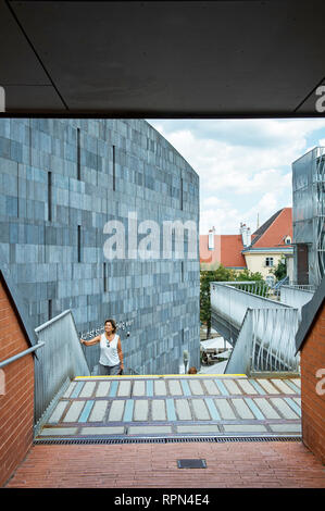 Frauen gehen, einige Treppen im MuseumsQuartier, Wien, Österreich Stockfoto