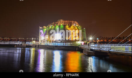 Seoul, Südkorea - 16.September 2016. Sevit Sebitseom (einige) bei Nacht beleuchtet auf künstliche schwimmende Inseln in Seoul, Südkorea. Stockfoto