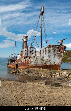 Wrack der Petrel in Grytviken, Südgeorgien Stockfoto