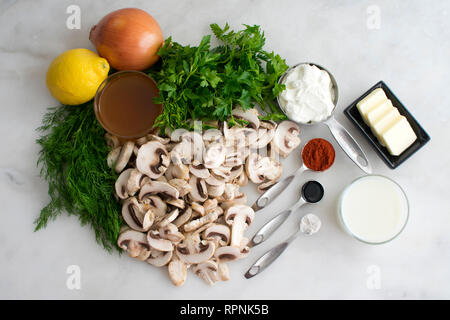 Ungarische Pilzsuppe Zutaten Stockfoto