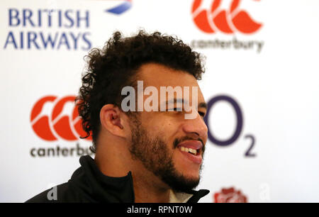 England's Courtney Lawes während der Pressekonferenz in Pennyhill Park, in Bagshot. Stockfoto