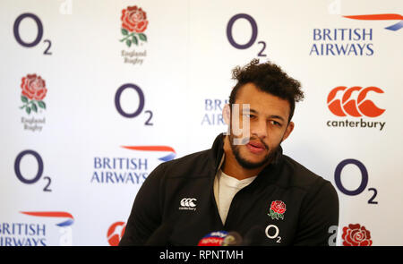 England's Courtney Lawes während der Pressekonferenz in Pennyhill Park, in Bagshot. Stockfoto