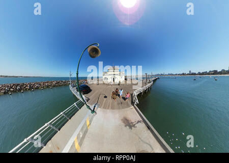 Full Circle Panorama: St. Kilda Pier, St. Kilda, Australien (nur fuer redaktionelle Verwendung. Keine Werbung. Referenzdatenbank: http://www.360-berlin Stockfoto