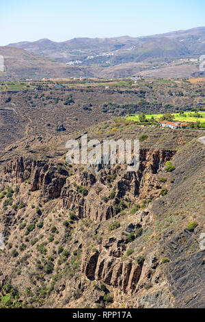 Blick in den Krater von Bandama auf Gran Canaria Insel. Stockfoto