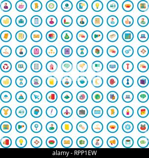 100 Business Planung Symbole, Cartoon Stil Stock Vektor