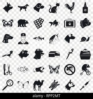 Tier Icons Set, einfachen Stil Stock Vektor