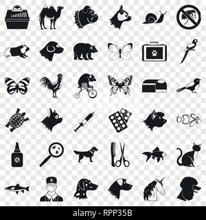Tierarzt Icons Set, einfachen Stil Stock Vektor