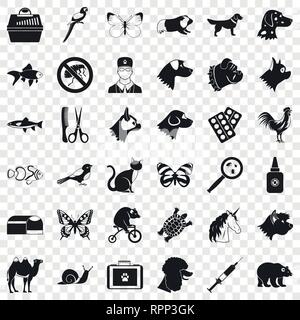 Tiermedizin Symbole gesetzt, einfachen Stil Stock Vektor