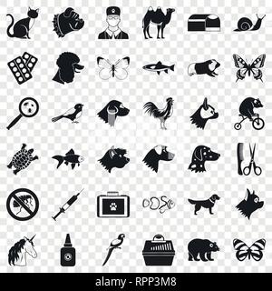 Hilfe für Tiere eingestellt Icons, einfachen Stil Stock Vektor