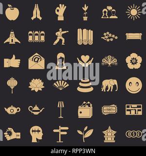 Yoga Meditation Symbole gesetzt, einfachen Stil Stock Vektor