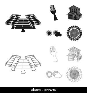 Generator-, Hand-, Gebäude-, Cloud-, Sonnenblumen-, Strom, Batterie, Sonnenschein, blau, Licht, Reflexion, Produktion, Haus, Himmel, Wärme, Zelle, Erneuerbare, Business, Sonnenlicht, moderne, Wetter, Glas, Sommer, Wärme, warm, Umwelt, Bau, Anlagen, Station, Eco, Innovation, Technologie, Bio, Natur, Solar, Panel, Energie, grüne, Strom, Sonne, Set, Vector, Icon, Illustration, isoliert, Sammlung, Design, Element, Grafik, Vektor, Vektoren, Stock Vektor