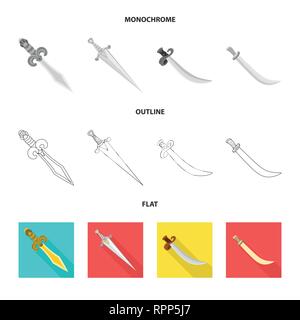 Kraft, Kampf, krummsäbel, Griff, Griff, Eroberer, Piraten, Gold, Silber, Kupfer, Mord, Ornament, Stahl, Soldat, Dekoration, Krieger, Spiel, Rüstung, Sharp, Messer, Schwert, Dolch, Messer, Waffen, Sabre, mittelalterliche, Set, Vector, Icon, Illustration, isoliert, Sammlung, Design, Element, Grafik, Zeichen, Vektor, Vektoren, Stock Vektor
