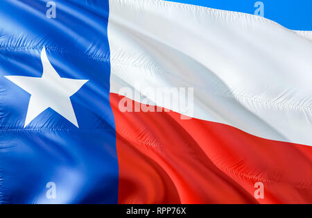 Texas Flag. 3D-Winken USA State Flag Design. Die nationalen US-Symbol des Texas State, 3D-Rendering. Nationale Farben und Nationalflagge von Texas für ein Bac Stockfoto