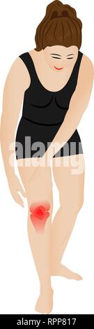 Knieschmerzen wegen der Verletzung Vector Illustration auf weißem Hintergrund Stock Vektor