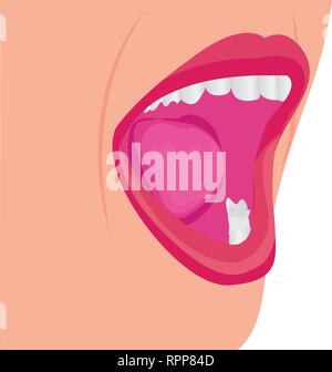 Lächelnde Mädchen, Lächeln whith Helle reine weiße Zähne Vector Illustration auf weißem Hintergrund Stock Vektor