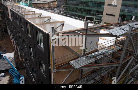 Bau neuer Moxy Hotel in Southampton, Großbritannien gelegen mit CLT modulare Hülsen gebaut offsite. Stockfoto