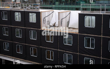 Bau neuer Moxy Hotel in Southampton, Großbritannien gelegen mit CLT modulare Hülsen gebaut offsite. Stockfoto