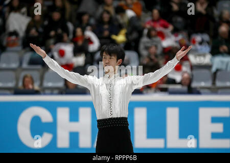 DEN HAAG, 22-02-2019, IJshal De Uithof, Challenge Cup, Eiskunstlauf, ältere Männer, ältere Männer kurzes Programm, Japanische skater Sota Yamamoto Stockfoto