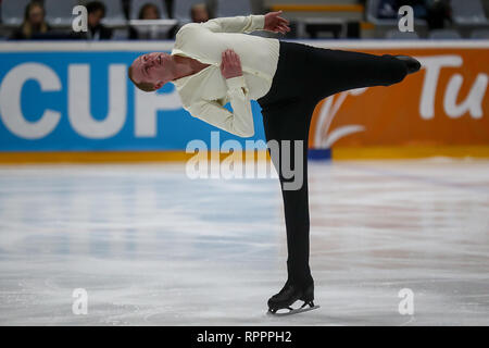 DEN HAAG, 22-02-2019, IJshal De Uithof, Challenge Cup, Eiskunstlauf, ältere Männer, ältere Männer kurzes Programm, Niederländische skater Thomas Kennes Stockfoto