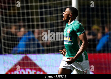 LEEUWARDEN, 22-02-2019, cambuur Stadion, Saison 2018 - 2019, Keukenkampioen divisie, Jeremy Cijntje 1-3 während des Spiels SC Cambuur - FC Dordrecht Stockfoto