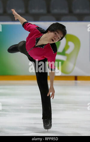 DEN HAAG, 22-02-2019, IJshal De Uithof, Challenge Cup, Eiskunstlauf, ältere Männer, ältere Männer kurzes Programm, Japanische skater Yuma Kagiyama Stockfoto