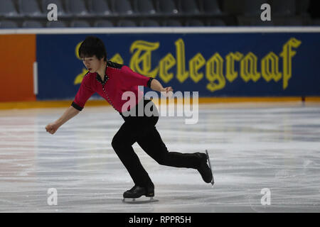 DEN HAAG, 22-02-2019, IJshal De Uithof, Challenge Cup, Eiskunstlauf, ältere Männer, ältere Männer kurzes Programm, Japanische skater Yuma Kagiyama Stockfoto