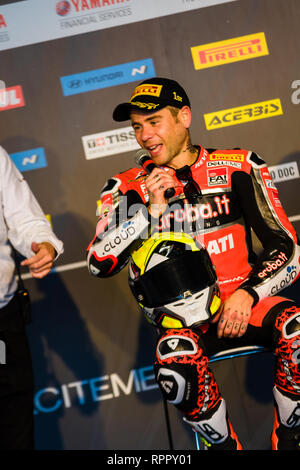 Melborune, Australien. 23. Feb 2019. Alvaro Bautista 19 Reiten für Aruba.it Racing Ducati während der 2019 MOTUL FIM Superbike Weltmeisterschaft auf Phillip Island, Australien am 23. Februar 2019. Credit: Dave Hewison Sport/Alamy leben Nachrichten Stockfoto