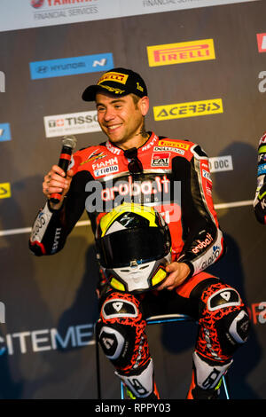 Melborune, Australien. 23. Feb 2019. Alvaro Bautista 19 Reiten für Aruba.it Racing Ducati während der 2019 MOTUL FIM Superbike Weltmeisterschaft auf Phillip Island, Australien am 23. Februar 2019. Credit: Dave Hewison Sport/Alamy leben Nachrichten Stockfoto