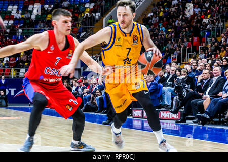 Februar 21, 2019 - #7 Moskau, Moskau, Russland - Josh Magette, von Herbalife Gran Canaria in Aktion während des Spiels CSKA Moskau gegen Herbalife Gran Canaria in Runde 23 der Turkish Airlines Euroleague Spiel der Saison 2018-2019 gesehen. CSKA Moskau beat Herbalife Gran Canaria, 107-85. (Bild: © Nicholas Müller/SOPA Bilder über ZUMA Draht) Stockfoto