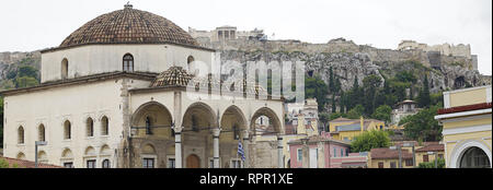 Tzistarakis Moschee, eine osmanische Moschee, im Jahre 1759 erbaut, in Monastiraki Platz, Athen, Griechenland. Stockfoto