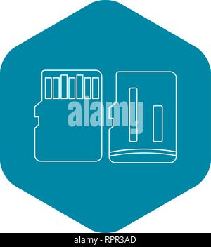 Beide Seiten der SD Karte Speichersymbol, Umriss-Stil Stock Vektor