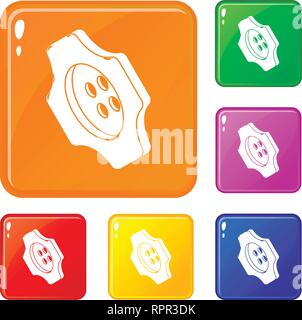 Zahnrad Kleidung Button Icons Set Vector Farbe Stock Vektor