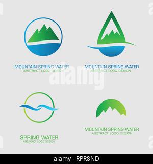 Bergquellwasser Logos eingestellt. Stock Vektor
