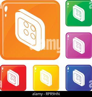 Platz Kleidung Button Icons Set Vector Farbe Stock Vektor