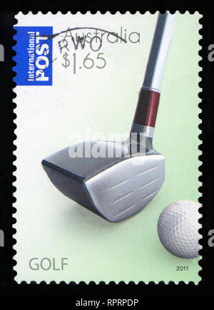 Australien - ca. 2011: Eine Briefmarke gedruckt in Australien Golf, ca. 2011 eingeweiht Stockfoto