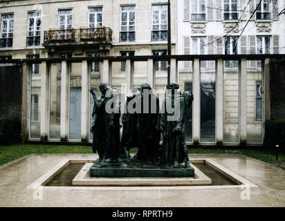 PARIS, MUSE RODIN, Blick auf den Garten und die "Bürger von Calais". 01/2001/Überschrift: Paris Stockfoto