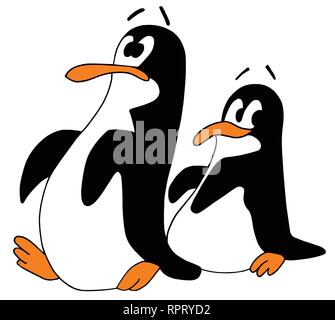 Vater und Baby Pinguin marschiert am Nordpol Vector Illustration Stock Vektor