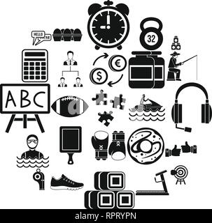 Mann Sport Icons Set, einfachen Stil Stock Vektor